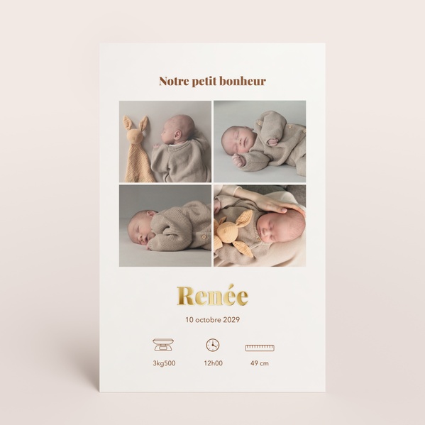 Faire part naissance minimaliste petit bonheur en photos TA05500-2600124-09-0