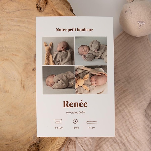 Faire part naissance minimaliste petit bonheur en photos TA05500-2600124-09-100