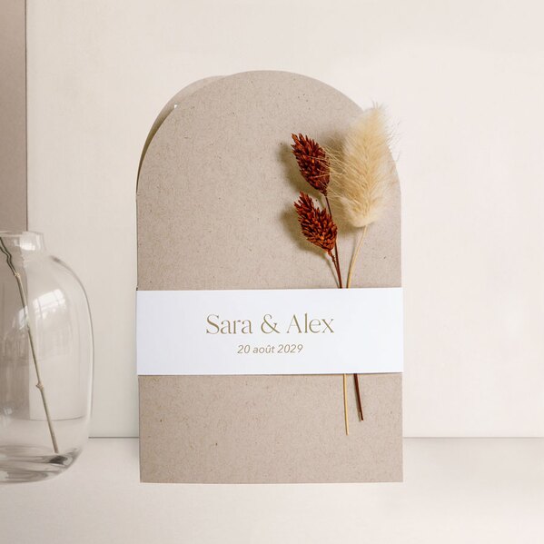 faire part mariage pochette papier recycle et fleurs sechees TA0110-2200080-09 1