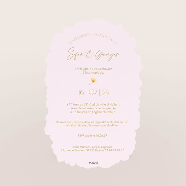faire part mariage contours decoupes floral et omance TA0110-2600089-09 2