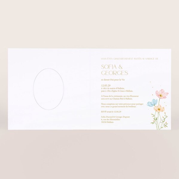 faire part mariage carre floral et romance TA0110-2600090-09 2