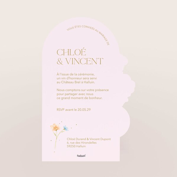 faire part mariage arrondi floral et romance TA0110-2600091-09 2