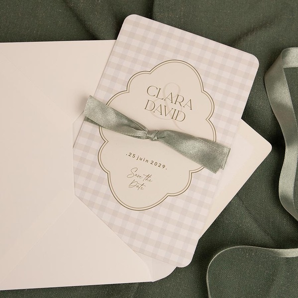faire part mariage vichy et ruban satine TA0110-2600093-09 3