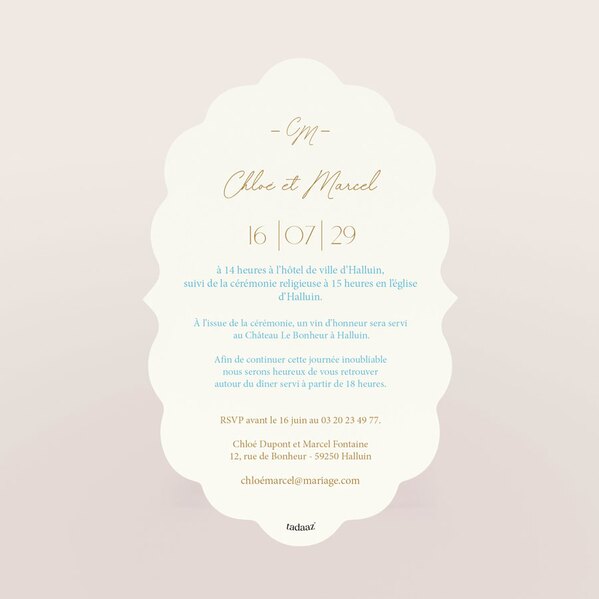 faire part mariage douceur et raffinement TA0110-2600094-09 2