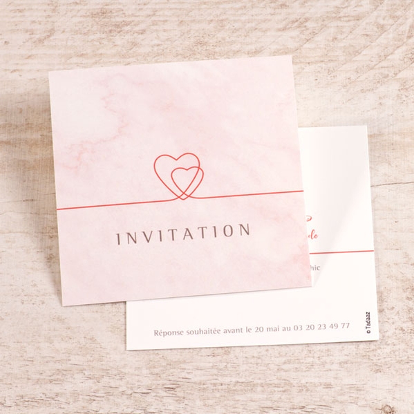 carton d invitation carre marbre rose TA0112-1900006-09 1