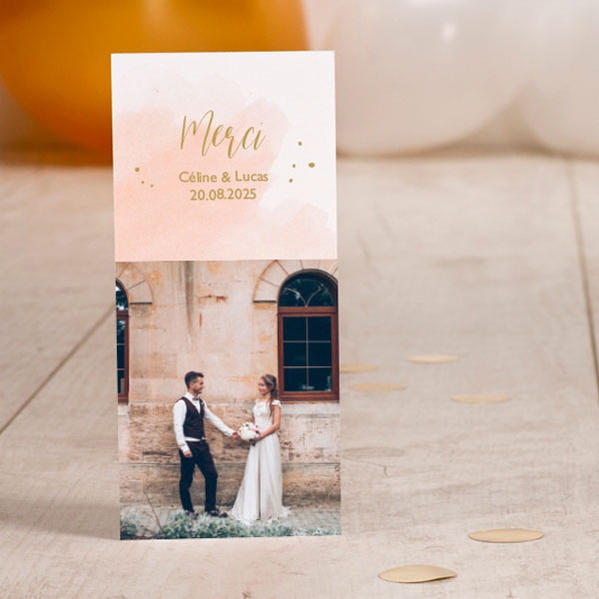 carte de remerciement mariage aquarelle rose poudre et confettis TA0117-1900006-09 1