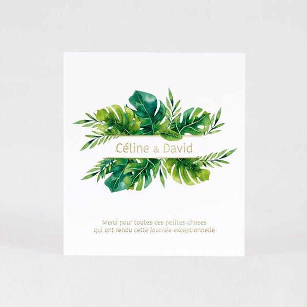 carte de remerciement mariage feuilles tropicales et dorure TA0117-1900035-09 1
