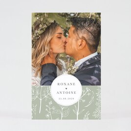 carte remerciement mariage fleurs blanches sur fond vert TA0117-2300023-09 1
