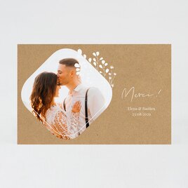carte de remerciement mariage fleurs blanches sur fond kraft TA0117-2400005-09 1
