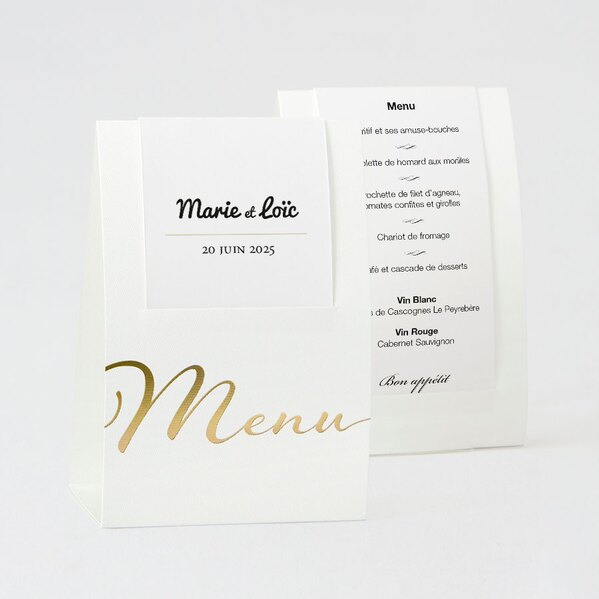 menu chevalet mariage blanc et or TA0120-1700005-09 1
