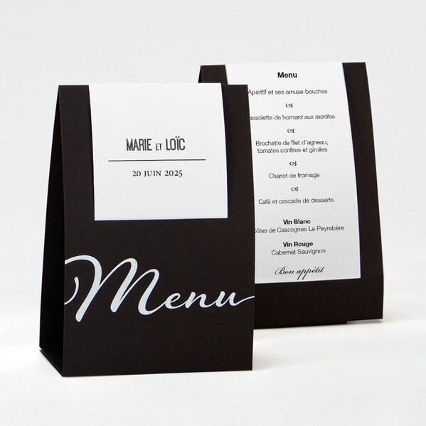 menu chevalet mariage noir et blanc TA0120-1700006-09 1