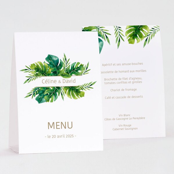 menu mariage chevalet feuilles tropicales TA0120-1900039-09 1