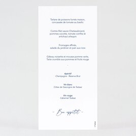 carte menu mariage calligraphie bleue TA0120-2200002-09 2