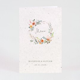 menu mariage couronne florale sur papier naturel TA0120-2300006-09 1