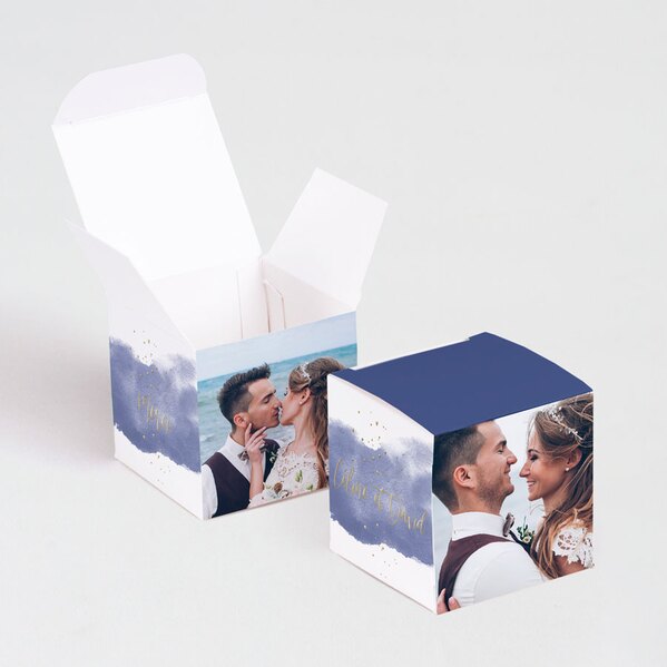 boite a dragees mariage cube effet aquarelle bleue et dorure TA0175-1900028-09 1