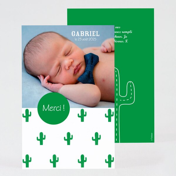 carte de remerciement naissance cactus vert TA0517-2000003-09 1