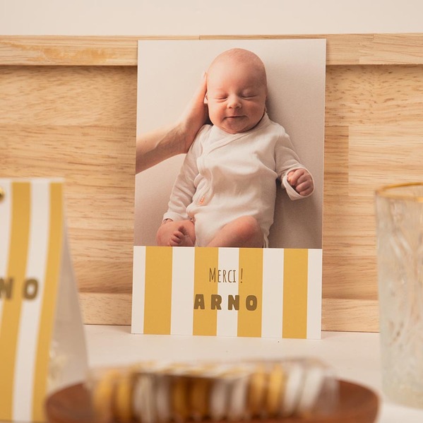 carte remerciement bapteme rayures tendances et photo TA0517-2600037-09 3