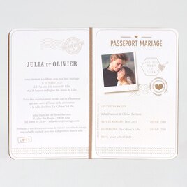 faire part mariage passeport kraft avec tampon coeur cuivre TA108-047-09 2