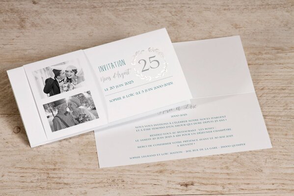 carte d invitation anniversaire mariage noces d argent TA108-302-09 1