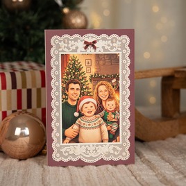 carte de voeux cadre effet dentelle et photo de famille TA1188-2600091-09 4