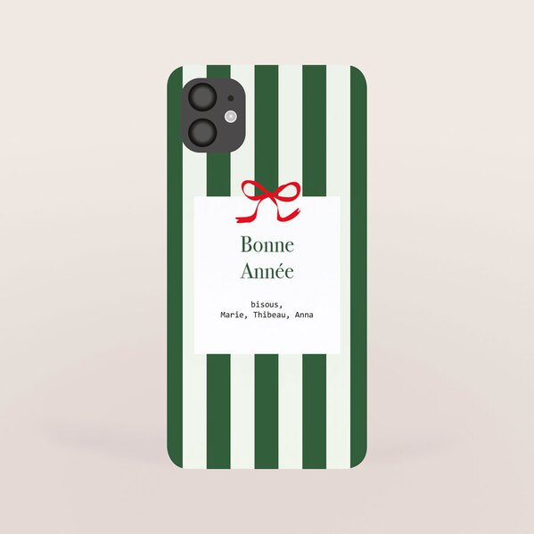 carte de voeux elegance rayee vert et blanc et joli noeud rouge TA1188-2600136-09 1