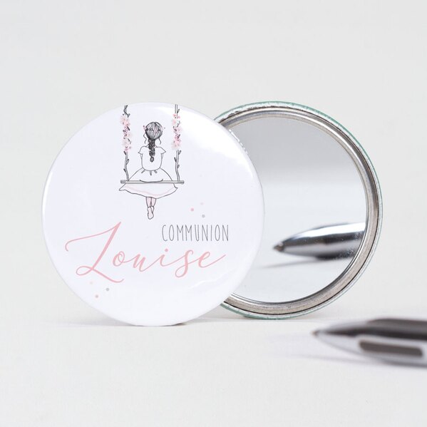 miroir de poche communion silhouette sur balancoire prenom TA1223-2000005-09 1