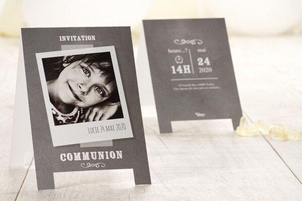 invitation communion grise chevalet TA1227-1400007-09 1