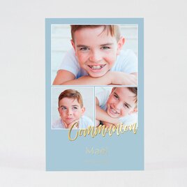 carte de remerciement communion portrait trio de photos et dorure TA1228-1900064-09 1