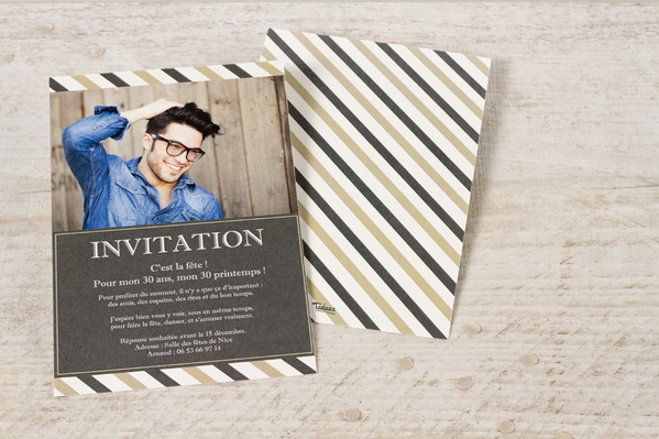 carte d invitation anniversaire adulte rayures TA1327-1300028-09 1