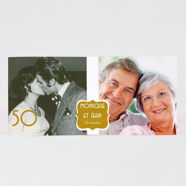 carte d invitation anniversaire de mariage timbre dore TA1327-1300076-09 1