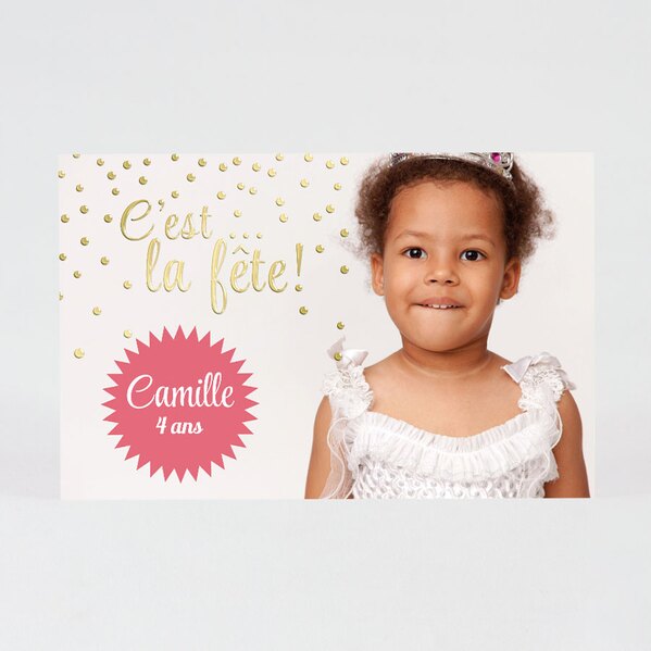 carte d invitation anniversaire enfant photo avec texte dore TA1327-1600019-09 1