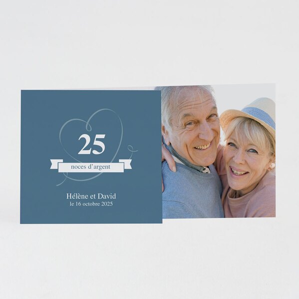 carte d invitation anniversaire de mariage noces d argent coeur et photo TA1327-1800013-09 1