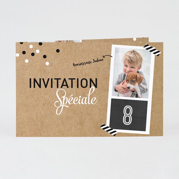 carte d invitation anniversaire enfant kraft et photo instantanee TA1327-1900004-09 1