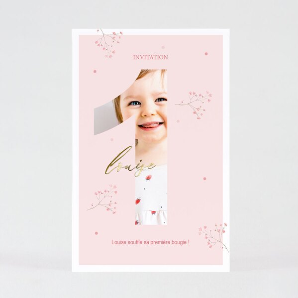 carte d invitation anniversaire enfant rose bonbon et delicates fleurs TA1327-2200007-09 1