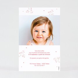 carte d invitation anniversaire enfant rose bonbon et delicates fleurs TA1327-2200007-09 2