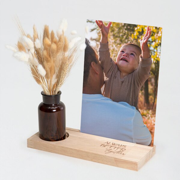 support photo en bois et fleurs sechees avec vase ambree TA14801-2200002-09 1