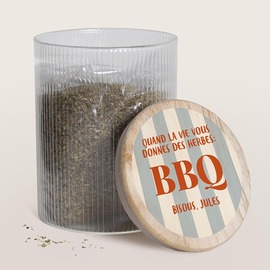 grand pot en verre strie couvercle en bois et ses epices barbecue TA14844-2500004-09 1