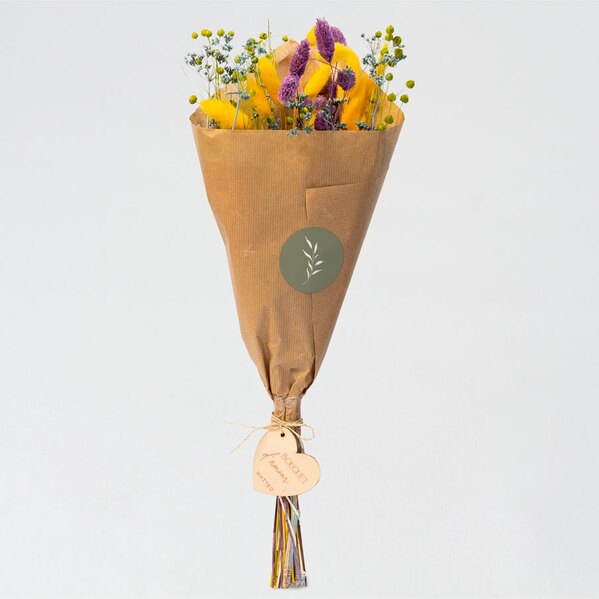 bouquet de fleurs sechees colorees avec etiquette en bois TA14921-2400001-09 1