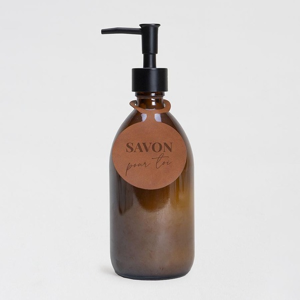 distributeur de savon avec etiquette ronde imitation cuir TA14989-2400004-09 1