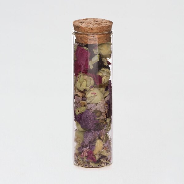 fiole en verre communion avec fleurs sechees TA482-156-09 1