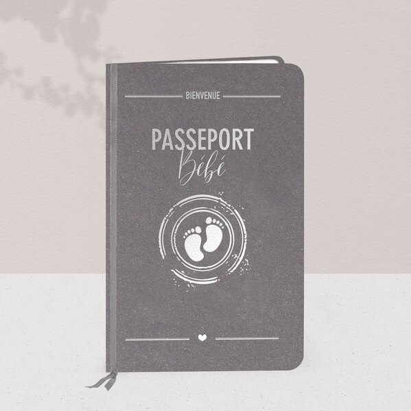 faire part naissance passeport gris et argenture TA581-125-09 1